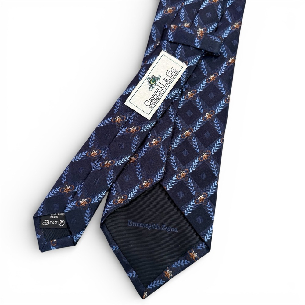 Ermenegildo Zegna Men's 100% Silk Blue Pattern Tie